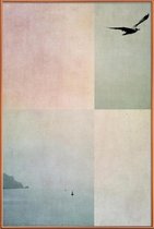 JUNIQE - Poster met kunststof lijst Fly Away -30x45 /Blauw & Groen