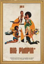 JUNIQE - Poster met houten lijst Big Pimpin -30x45 /Blauw & Rood