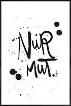 JUNIQE - Poster in kunststof lijst Nur Mut -20x30 /Wit & Zwart