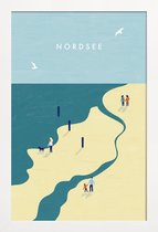 JUNIQE - Poster in houten lijst Nordsee - retro -20x30 /Blauw & Geel
