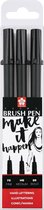 Sakura Pigma Brush Pen zwart - 3 diktes
