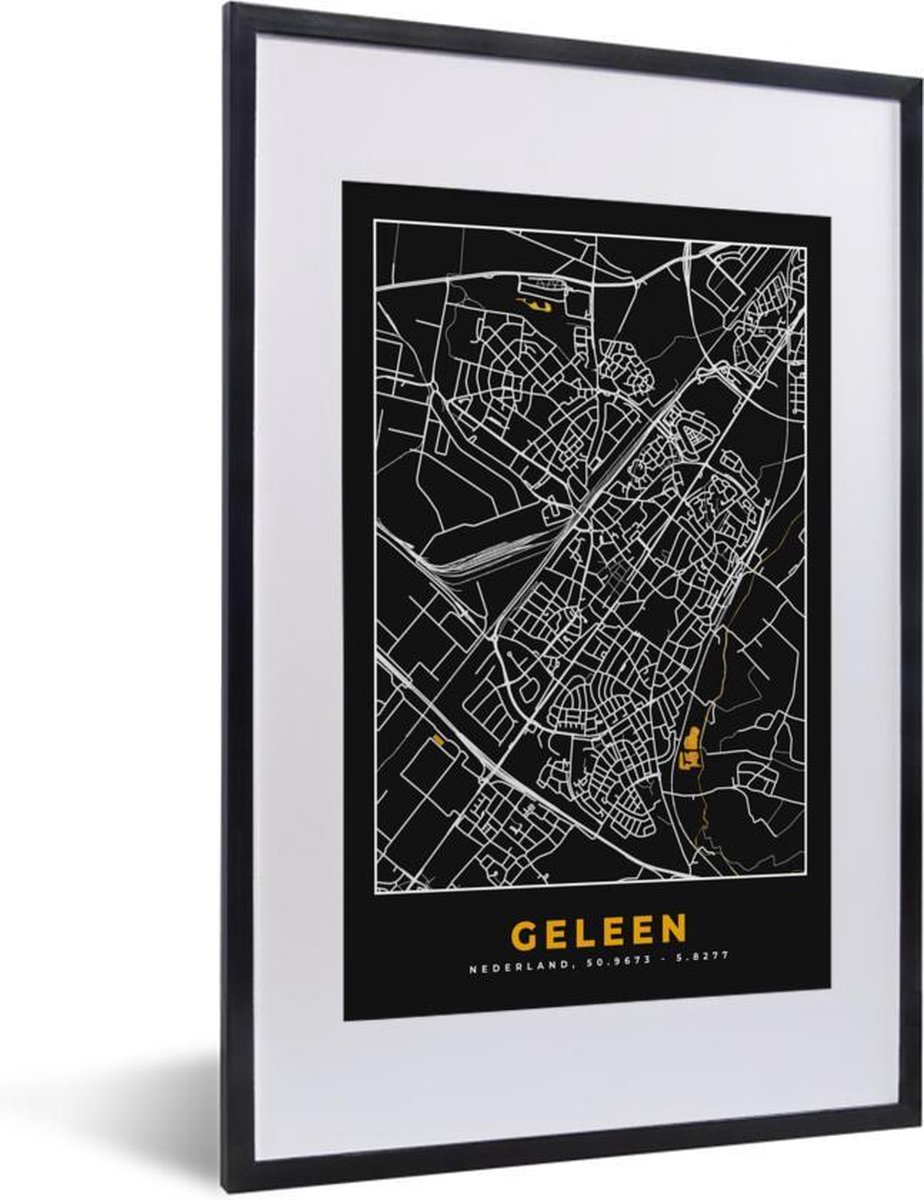 Fotolijst Incl Poster Plattegrond Geleen Goud Zwart X Cm Posterlijst Bol Com