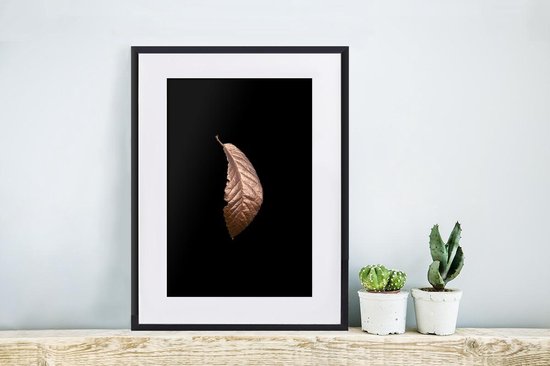 Affiche avec cadre Feuilles - Or rose - Zwart - 30x40 cm