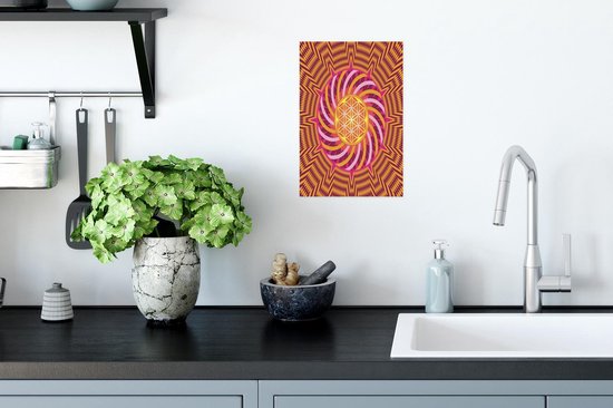 Poster Illustratie van een mandala met en zigzag achtergrond - 20x30 cm