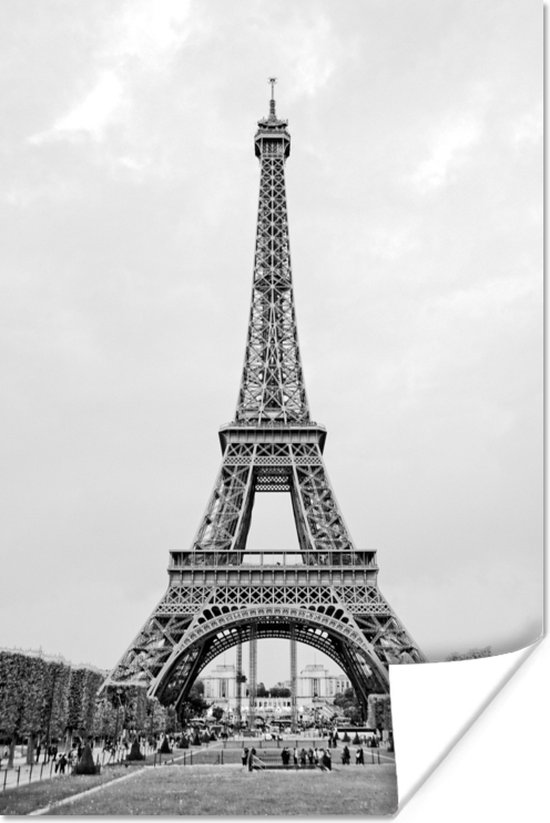 Poster - Zwart-Wit foto van de Eiffeltoren