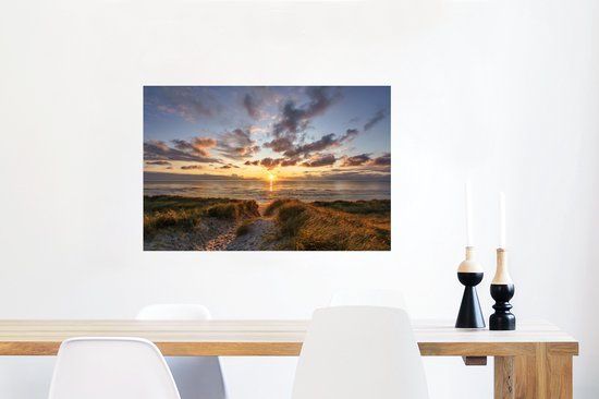 Affiche colorée coucher de soleil sur les dunes calmes papier 60x40 cm - Tirage photo sur Poster (décoration murale salon / chambre) / Poster Paysages