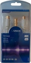 Sinox - Coax antenne kabel + Adapter coax (m) naar (m) - 5.0m - Wit