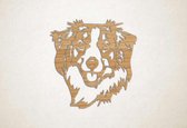 Wanddecoratie - Hond - Kooikerhondje 4 - XS - 26x25cm - Eiken - muurdecoratie - Line Art