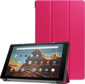 Voor Amazon Kindle Fire HD 10 2017-2019 Custer Texture Horizontaal Flip Leren Case met Drievoudige Houder & Slaap / Wekfunctie (Rose Red)