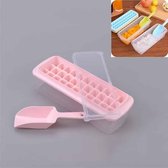 Creative 33 Grid DIY Ice Cube Box Plastic Homemade Ice Cube Mold met Cover & Shovel (Pink)