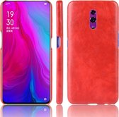 Shockproof Litchi Texture PC + PU Case voor Oppo Reno (Rood)