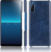 Voor Sony Xperia L4 schokbestendige Litchi Texture PC + PU-hoes (blauw)