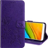 Voor Xiaomi Redmi 5 Rose reliÃ«f horizontale flip milieu PU lederen tas met houder & kaartsleuven & portemonnee (paars)