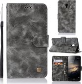 Voor lenovo vibe p1 retro koperen knop gek paard horizontale flip pu lederen tas met houder & kaartsleuven & portemonnee & lanyard (grijs)