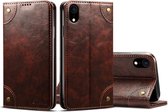 Voor iPhone XR Baroque Simple Horizontal Flip Leather Case, met houder & kaartsleuven & portemonnee (donkerbruin)