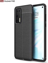 Voor Huawei P40 Litchi Texture TPU schokbestendig hoesje (zwart)