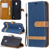 Kleuraanpassing Denim Texture Horizontale Flip Leather Case met houder & kaartsleuven & Wallet & Lanyard voor Nokia 2.2 (donkerblauw)