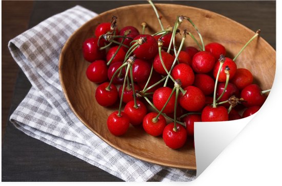 Foto: Muurstickers sticker folie fruitschaal kersen rood 60x40 cm plakfolie muurstickers kinderkamer zelfklevend behang zelfklevend behangpapier stickerfolie