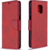 Voor Xiaomi Redmi Note 9 / Note 9S / Note 9 Pro Retro lamsvachttextuur Pure kleur Horizontaal Flip PU lederen tas met houder & kaartsleuven & portemonnee & draagkoord (rood)