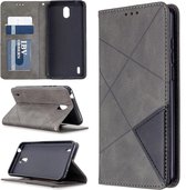 Voor Nokia 1.3 ruit textuur horizontale flip magnetische lederen tas met houder & kaartsleuven & portemonnee (grijs)