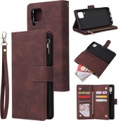 Voor Huawei P40 Lite Multifunctionele horizontale flip lederen tas, met kaartsleuf en houder en rits Portemonnee en fotolijst (koffie)
