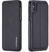 Voor iPhone XS Max Hon Ancient Series lederen tas met kaartsleuven en houder en portemonnee (zwart)