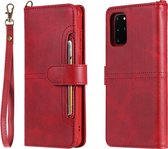 Voor Galaxy S20 Plus Multifunctionele afneembare magnetische horizontale flip lederen tas met kaartsleuven en houder en portemonnee (rood)