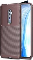 Beetle Series Carbon Fiber Texture Shockproof TPU Case voor oppo reno (Zoomversie) (Bruin)