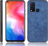 Voor Vivo Y50 schokbestendig naaien Koe patroon Skin PC + PU + TPU Case (blauw)