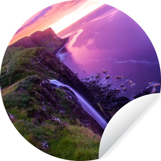 Foto: Wallcircle muurstickers behangcirkel waterval leidt in atlantische oceaan 100x100 cm muurcirkel zelfklevend ronde behangsticker xxl