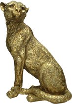 Lux - decoratie panter- goud - polyresin - 34x21x50 cm