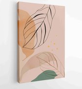 Botanical wall art vector set. Golden foliage line art drawing with watercolor 2 - Moderne schilderijen – Vertical – 1931500538 - 80*60 Vertical