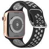 Tweekleurige siliconen horlogeband voor Apple Watch Series 6 & SE & 5 & 4 44 mm / 3 & 2 & 1 42 mm (zwart grijs)