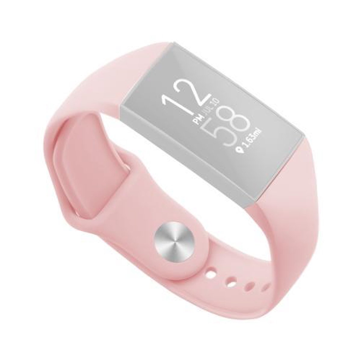 Voor Fitbit Charge 3 18 mm effen kleur siliconen band A (roze)