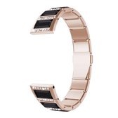Voor Samsung Galaxy horloge 42 mm roestvrij staal met diamant bezette vervangende horlogebanden (goud + zwart)