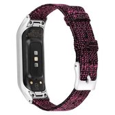 Voor Samsung Galaxy Fit E roestvrijstalen canvas riem, maat: S (diep paars)