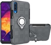 Voor Galaxy A50 2 in 1 kubus pc + TPU beschermhoes met 360 graden draaien zilveren ringhouder (grijs)