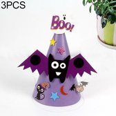 3 STKS Halloween Levert Papier Cartoon Hoed Kinderen Verkleedspeelgoed (Paarse vleermuis)