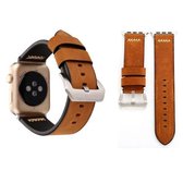 Voor Apple Watch Series 3 & 2 & 1 38 mm retro XX lijnpatroon lederen polshorloge band (bruin)