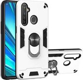 Voor OPPO Realme 5 Pro 2 in 1 Armor Series PC + TPU beschermhoes met ringhouder (zilver)