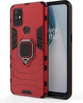 Voor OnePlus Nord N10 5G PC + TPU schokbestendige beschermhoes met magnetische ringhouder (rood)