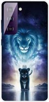 Voor Samsung Galaxy S21 5G gekleurd tekeningpatroon zeer transparant TPU beschermhoes (Lion King)