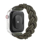 Elastische geweven horlogeband voor Apple Watch Series 6 & SE & 5 & 4 40 mm / 3 & 2 & 1 38 mm, lengte: 130 mm (donkergroen)