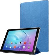 Voor Samsung Galaxy Tab A7 10.4 T500 TPU zijdetextuur drievoudige horizontale flip lederen tas met houder (blauw)