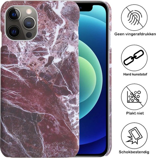 iPhone 12 Pro Max Case Marble Hardcover Fashion Case Cover - iPhone 12 Pro Max Marble Case Hardcase Back Cover - Rouge x Wit