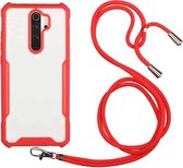 Voor OPPO A9 2020 / A5 2020 / A11x / A11 2019 acryl + kleur TPU schokbestendig hoesje met nekkoord (rood)