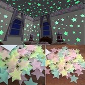 100st kinderen slaapkamer gloed muurstickers sterren (veelkleurig)