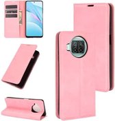 Voor Geschikt voor Xiaomi Mi 10T Lite Retro-skin Business magnetische zuignap lederen tas met houder & kaartsleuven & portemonnee (roze)