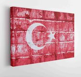 Onlinecanvas - Schilderij - Flag The Turkey On The Grunge Concrete Wall Art Horizontal Horizontal - Multicolor - 30 X 40 Cm