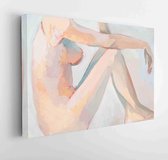 Naked girl with red hair, painting, oil on canvas, fragment of picture  - Modern Art Canvas - Horizontal - 460567675 - 115*75 Horizontal